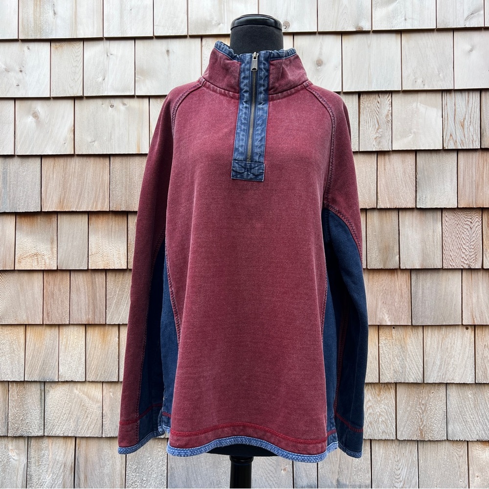 Fat Face The Airlie Men's Raspberry and Navy Quarter Zip Pullover Sweatshirt, L